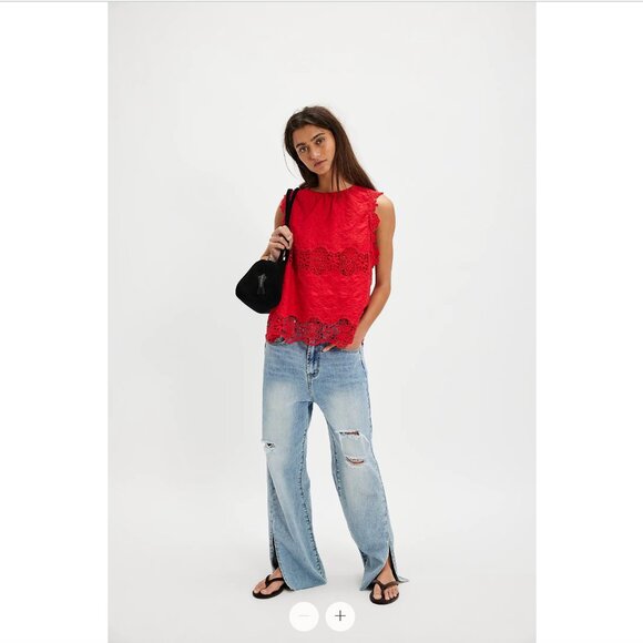 NEW Free People Ashtin Set Flame Red Medium - Picture 4 of 4